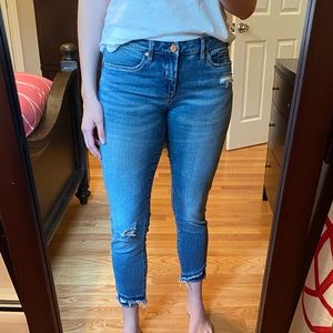 Lightly Distressed Skinny Cropped Jeans
